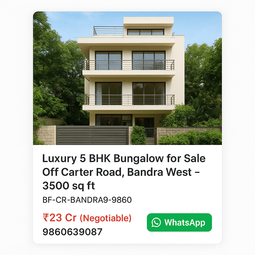 5 BHK Bungalow for Sale in Bandra West | Broker Flats